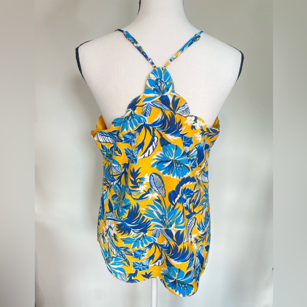 J. Crew Floral scalloped spaghetti strap cami top size 8 Blue Yellow - Picture 11 of 17
